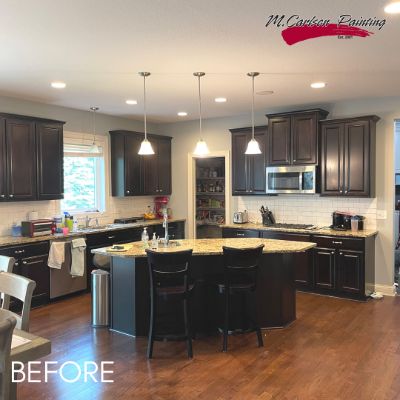 Cabinet Refinishing, before by M. Carlson Painting