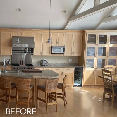 Cabinet Refinishing, before by M. Carlson Painting