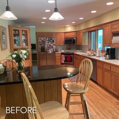Cabinet Refinishing, before by M. Carlson Painting