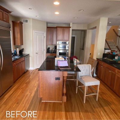 Cabinet Refinishing, before by M. Carlson Painting