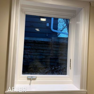 Window surround and trim after enameling, in bright white