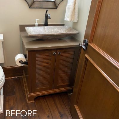Cabinet Refinishing, before by M. Carlson Painting