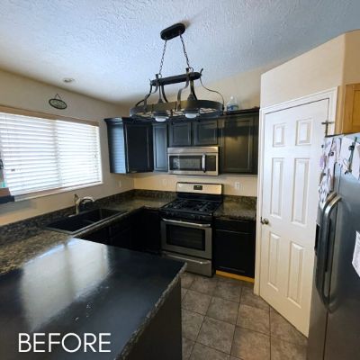 Cabinet Refinishing, before by M. Carlson Painting
