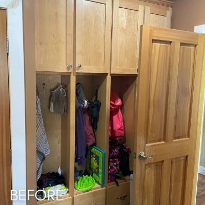 Cabinet Refinishing, before by M. Carlson Painting