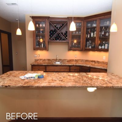 Cabinet Refinishing, before by M. Carlson Painting