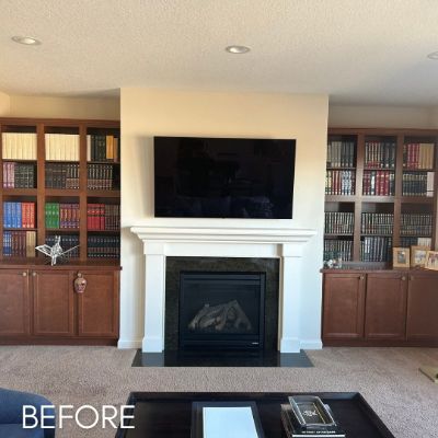 Cabinet Refinishing, before by M. Carlson Painting