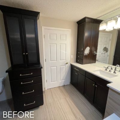 Cabinet Refinishing, before by M. Carlson Painting