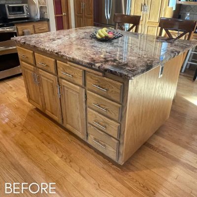 Cabinet Refinishing, before by M. Carlson Painting